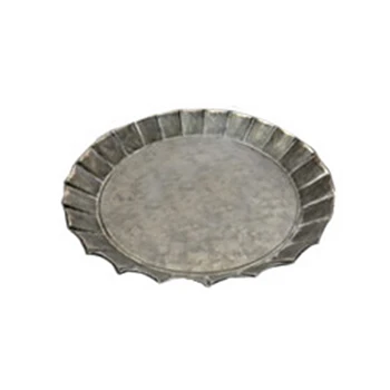 

Eco-friendly Antique Iron Plate Round Decoration Church Display Rustic Handcrafted Home Vintage Floral Rim Wedding Storage Tray
