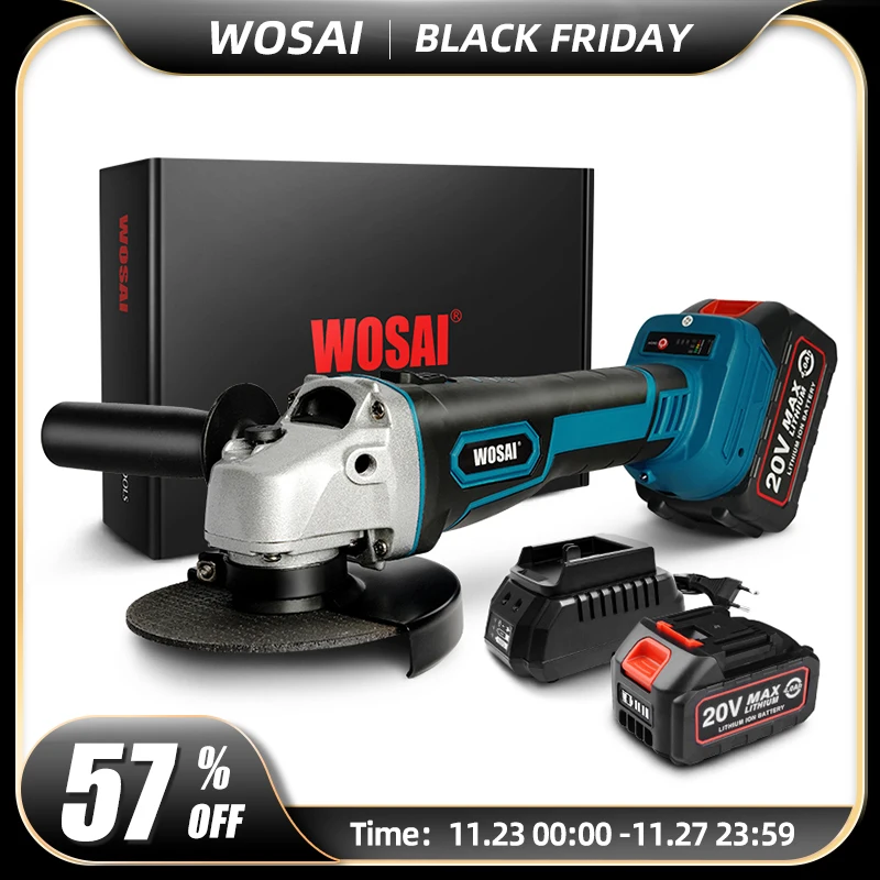 

WOSAI MT Series M14 Brushless Angle Grinder 20V Lithium-Ion Battery Machine Cutting Cordless Electric Angle Grinder Power Tools