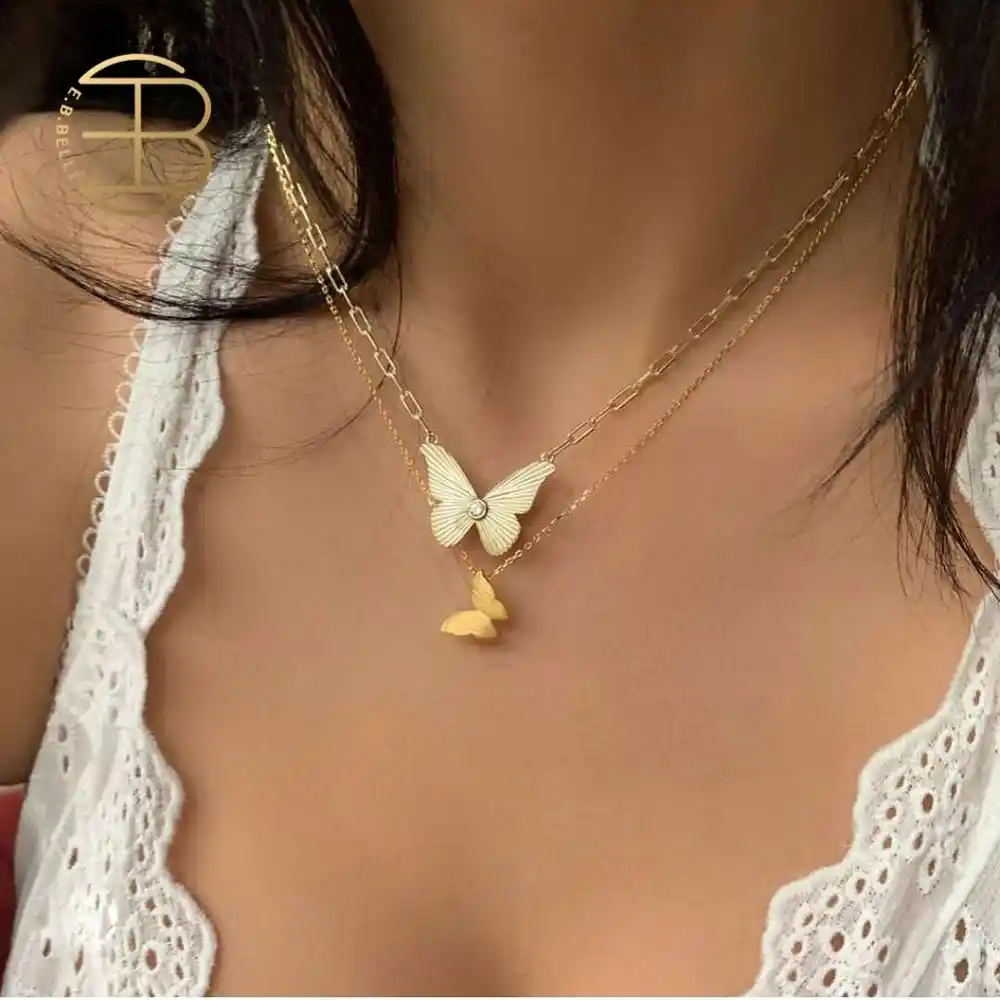 Download 2020 Summer Fashion Ladies Link Chain Gold Butterfly Necklaces For Women Street Style Chunky Chain Layer Necklaces Pendant Necklaces Aliexpress