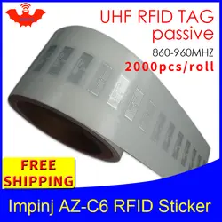 RFID наклейка UHF tag Impinj monsar6 AZ-C6 EPC6C влажная инкрустация 915m868m860-960MHZ 2000 шт Бесплатная доставка клей пассивный RFID этикетка