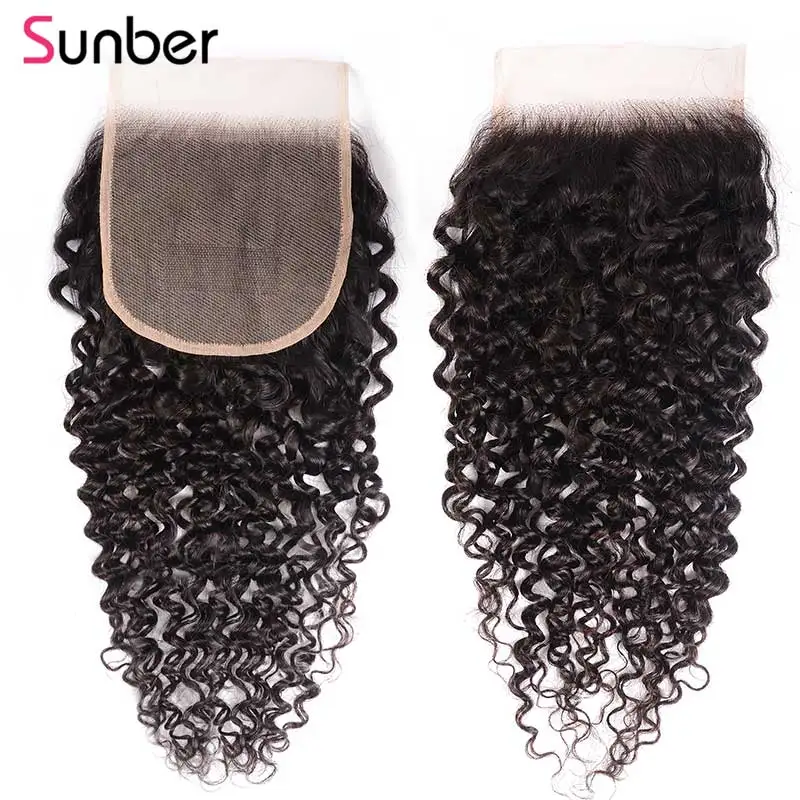 Sunber Hair 5X5 бразильские вьющиеся прозрачные кружевные накладки предварительно сорванные натуральные волосы Remy человеческие волосы 10-18 дюймов часть