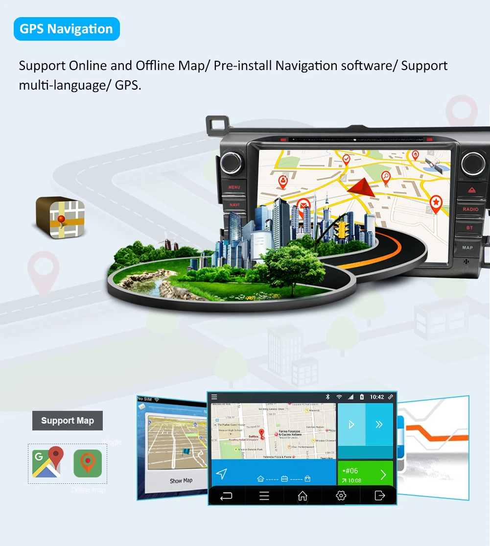 Clearance 2 din android 9.0 for Toyota Rav4 fit to 2013-2015 year 8 core car dvd radio player audio stereo free gps rear camera map 8inch 13