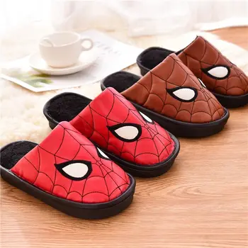 

Avenger Kids Home Indoor Slipper for Children Leather Cotton Spiderman Shoes slippers waterproof Non-slip slippers