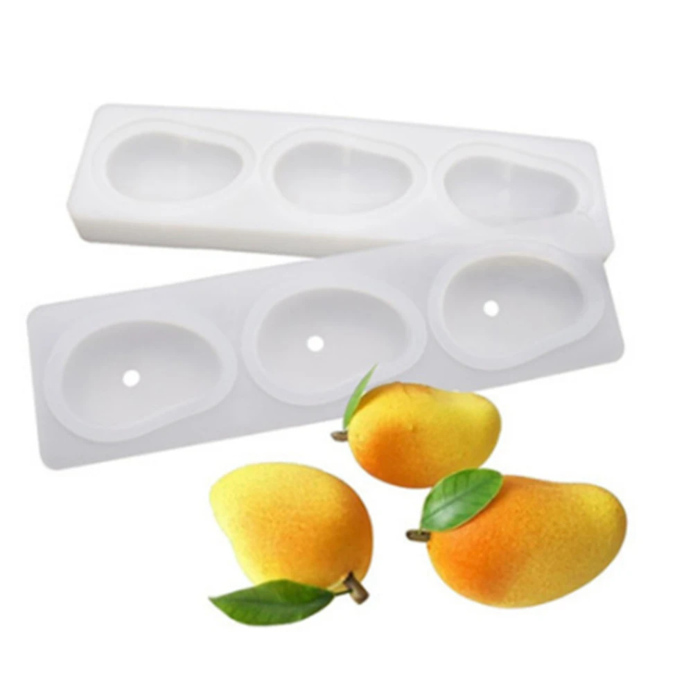 

3 Cavity Mango Shape Silicone Mousse Mold 3D Mango Mousse Mould Fruit Cake Mold Cake Decorating Tools Cake Tools