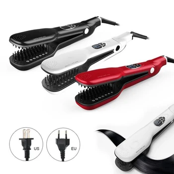 

Salon Pro Steam Ionic Hair Straightener With 3D Ceramic Teeth Comb LCD Display Fast Heat Up Easy Operate Save Half of Time Get