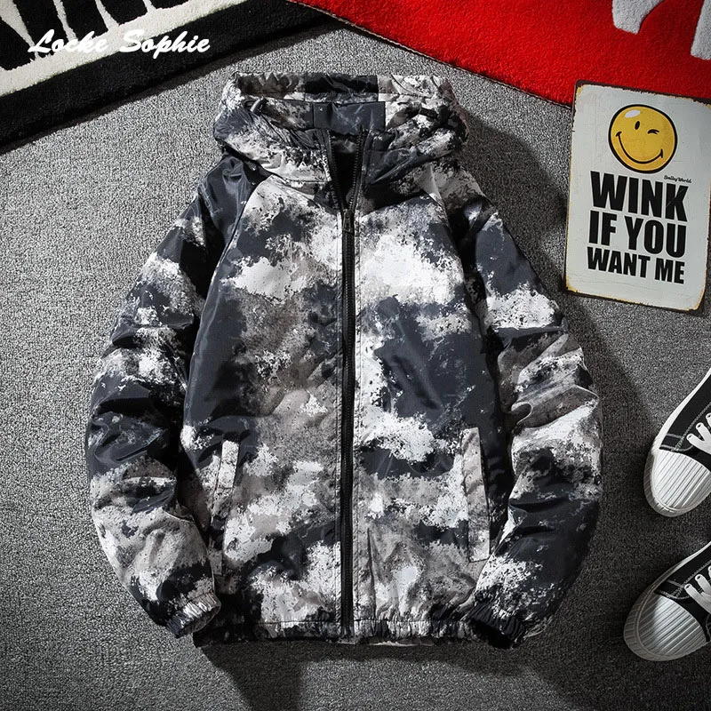Men's Plus size wadded jackets coats Winter Cotton camouflage Hooded zipper padded Parkas Man Student jacket coats Boys