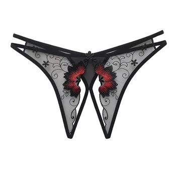 

Taste Sexy Temptation Women G-String Transparent Mesh Embroidery Sexy Thong Open File Free Off Low Waist t Pants G-String