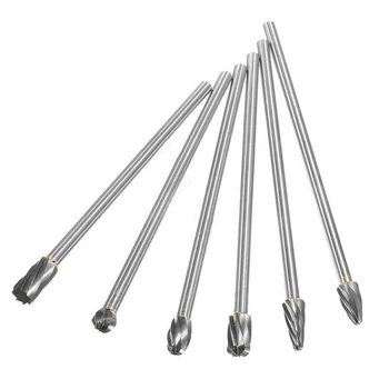 

6pcs 10mm Rotary File Cutter Burr 6mm 1/4" Shank 150mm Long Reach Carbide Burr Drilling Accessories Rotary Tools Kit