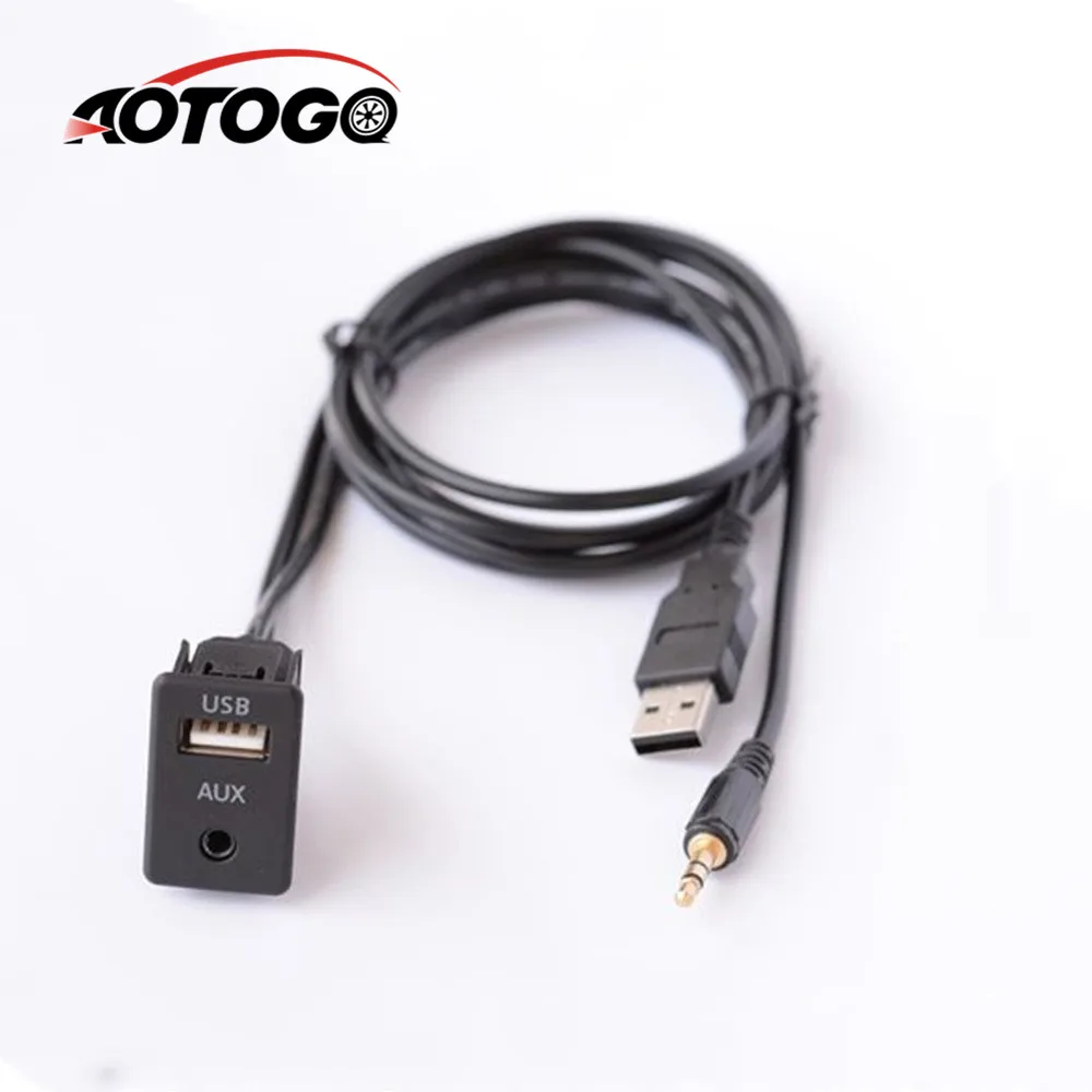 

Car Dash Flush Mount USB Port Panel Auto Boat 3.5mm AUX USB Extension Cable Adapter for Volkswagen Toyota 100cm