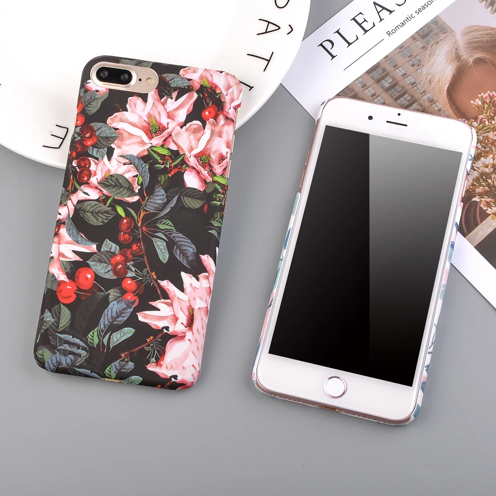 Чехол для телефона с изображением цветов и листьев для iPhone X, XS, XR, 6, 6S Plus, 7, 8 Plus, 5, 5S, SE, Тонкие Жесткие ПК-Чехлы, Мраморная Крышка для ананас черешня