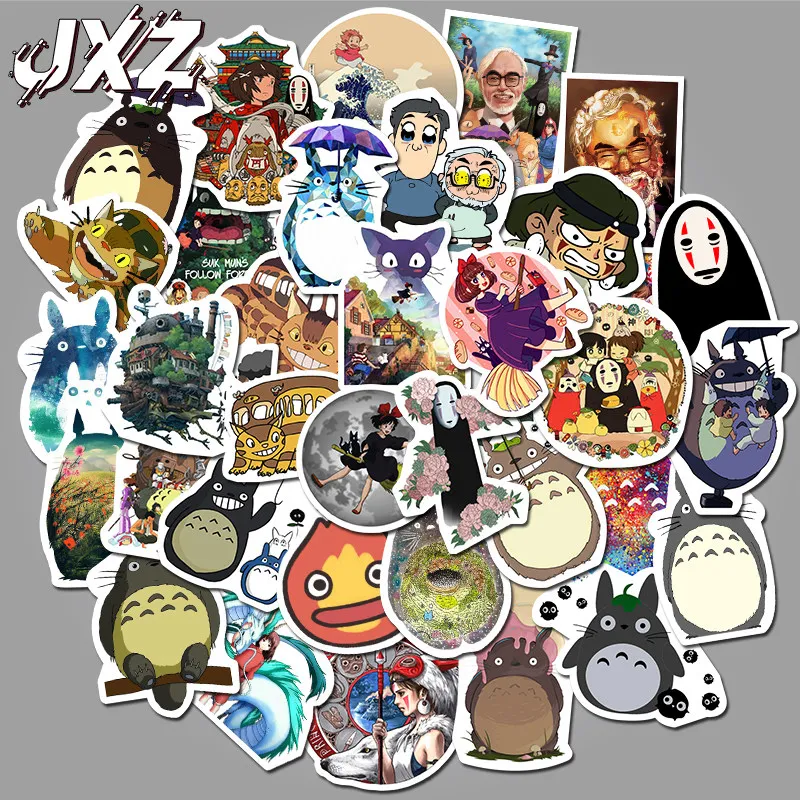 

50Pcs/pack Mixed Anime Stickers Hayao Miyazaki Spirited Away Totoro Sticker for Laptop Suitcase Guitar Fridge Bicycle Kids Toy