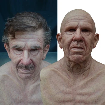 

Old Man Scary Mask Halloween Masks Full Head Latex Mask Party Cosplay Funny Face Mask Old Woman Realistic Head Helmet Adult Mask
