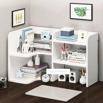 

64/84cm 3-Layer Tabletop Bookshelf Creative Economical Modern Computer Table Desktop Book Storage Bookshelf Wood Bookcase