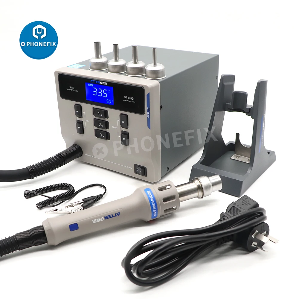 ATTEN ST-862D 1000W Hot Air Gun BGA Rework Station Automatic Sleep Mobile Phone PCB Welding Intelligent Hot Air Gun Solder Tool 4