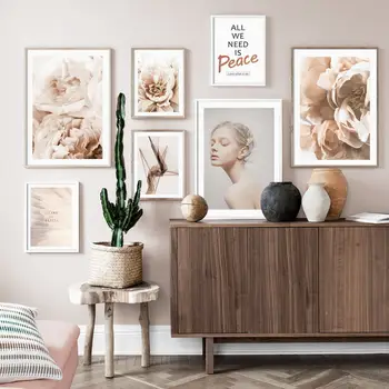 

Flower Leaves Plant Girl Feather Quotes Nordic Posters And Prints Wall Art Canvas Painting Wall Pictures For Living Room Decor