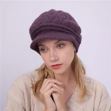 GREENYU Бренд Новое поступление акриловая кроличья шерсть женская шапка с козырьком шляпа плюс бархат сохраняет тепло козырьки зимняя женская шапка