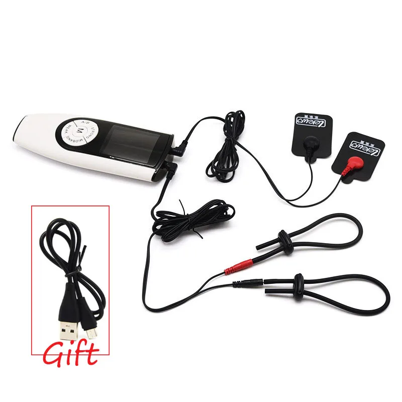 Strongest BDSM Host,Electro Shock Penis Ring Electrical Stimulation Cock Ring Penis Extender Massage Pads Sex Tools For 18+ Men