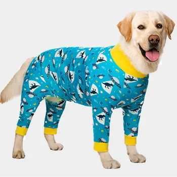 

Pet Big Dog Tight Clothes Cartoon Printed Dog Jumpsuit 4-legged Pajamas Coat Nursing Belly Weaning Clothes Bodysuit Home Wear 12