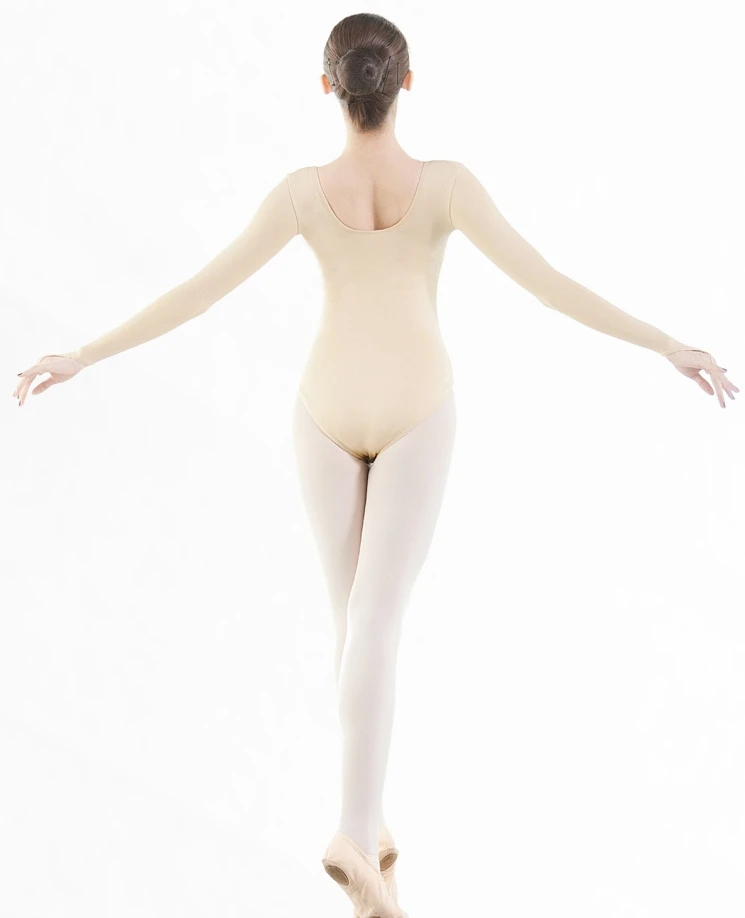 Скрытый танец взрослых Рубашка Fleshcolor Camisole Onesie с длинным рукавом балетная плотная База Женская гимнастическая лайкра Lai