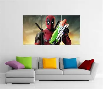 

Wall Art Deadpool Posters Canvas 3 Pieces Painting Art Gift Home Print Decoration Framed Picture for Living Room and Home Decor