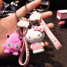 Bonito dos desenhos animados hello kitty boneca kt gato chaveiros feminino meninas charme sacos chaveiro acessórios pingente carro novo chaveiros 2020 novo(China)