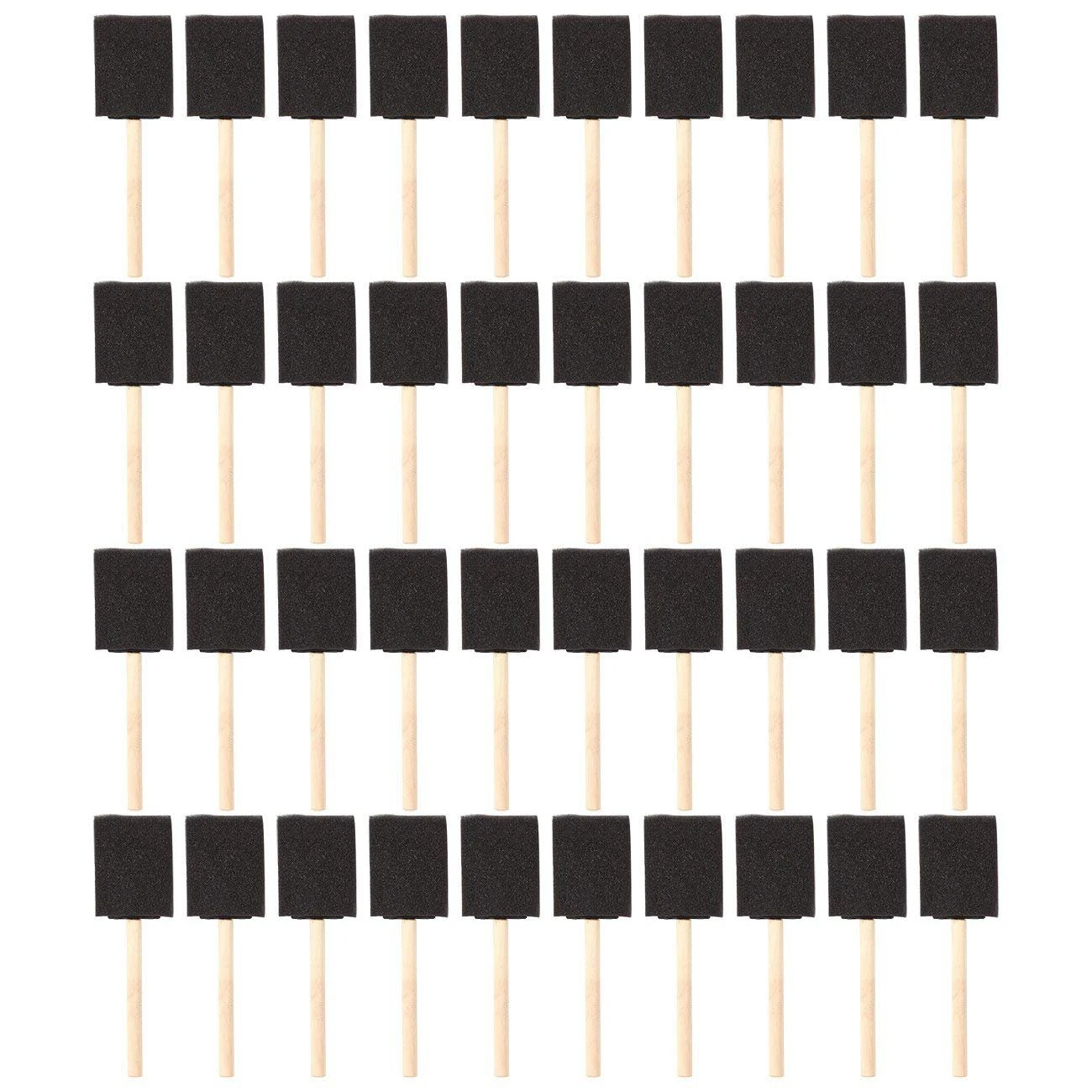 Durable and Great for Acrylics Value Pack of 40 Crafts Stains Tuneway 2 inch Foam Sponge Wood Handle Paint Brush Set Varnishes - Lightweight Art