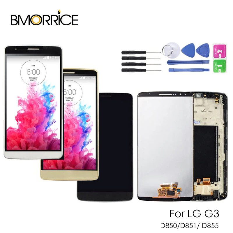 

5.5" LCD For LG G3 D850 D851 D855 LCD Display Touch Screen Digitizer Assembly Replacement with Frame Repair Parts with Tools