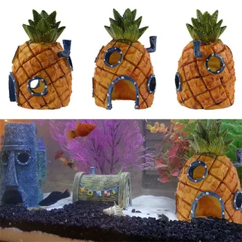 

Small Aquarium SpongeBob Decoration Pineapple House Squidward Easter Island Fish Tank Cartoon Decoration for Kids