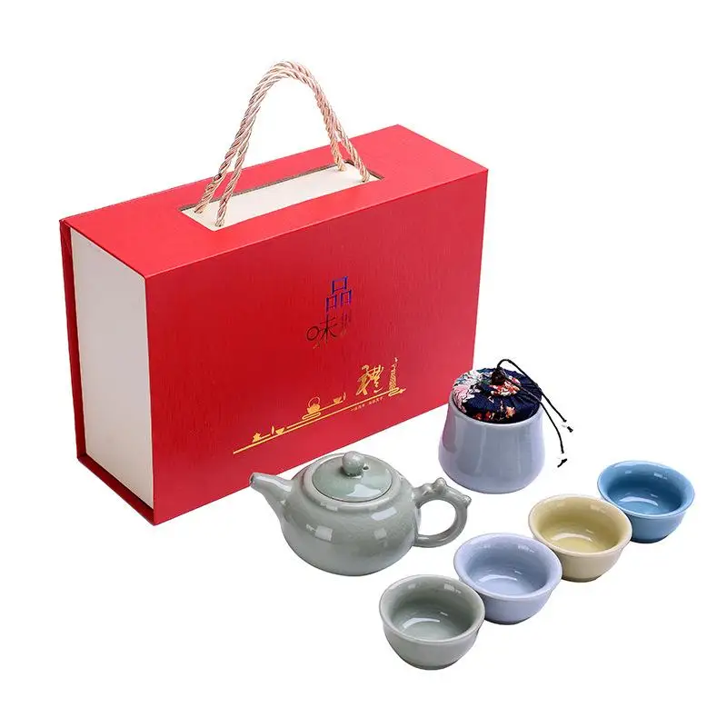 

Chinese Kung Fu Tea Set Portable Teaware Set Ceramic Teapot Teaset Gaiwan Tea Cup Of Tea Ceremony Tea Pot Traveller Teaware Gift