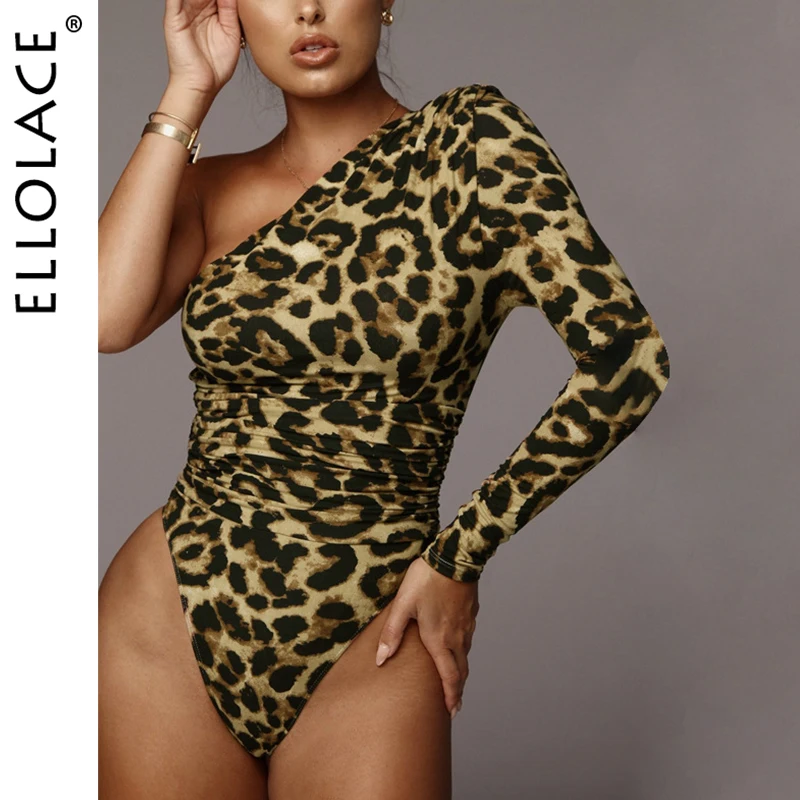 Ellolace Sexy Animal One Sleeve Body Women Bodycon Bodysuit Fashion Leopard Overalls Ladies Long Sleeve Rompers 2019 Bodys Ellolace Sexy Animal One Sleeve Body Women Bodycon Bodysuit Fashion Leopard Overalls Ladies Long Sleeve Rompers 2019 Bodys