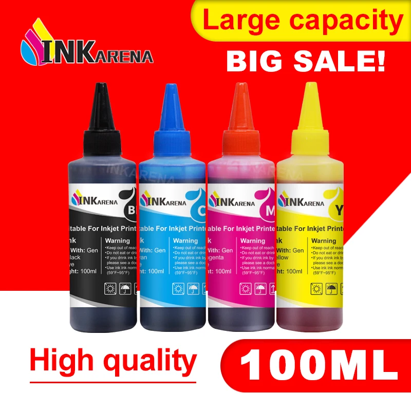 INKARENA Refill Ink Kit For Epson For Canon Dye Ink For HP For Brother Printer CISS Ink and Refillable Printer Ink Cartridges