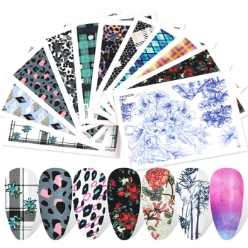 

24pcs Vintage Floral Nail Stickers Set Water Transfer Decals Gradient Retro Roses For Nail Art Full Wraps Decor JIWG4025-4048