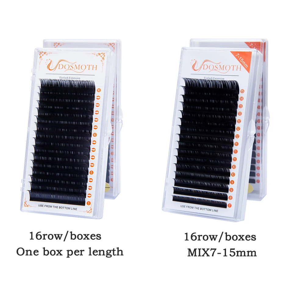 DOSMOTH 10 boxes 16rows 7-16mm  mink eyelash extensions supples False fake eyelash extension individual lashes  cosmetics