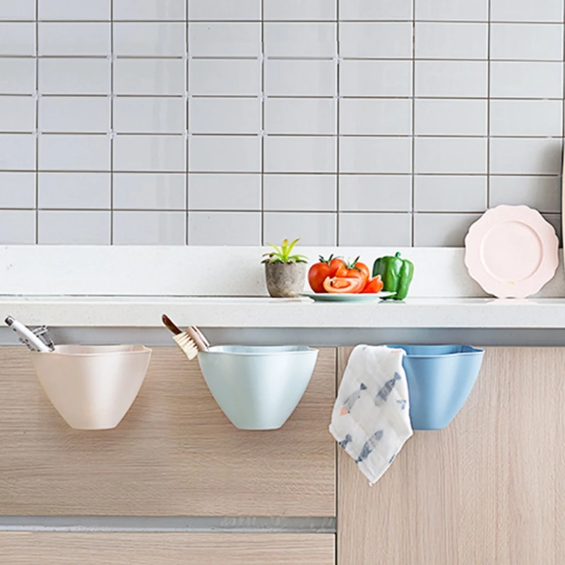 Kitchen  Cabinet Hanging Trash Can Plastic Portable Waste Bin Rubbish Container Storage Boxes Kitchen Waste Storage Organizer