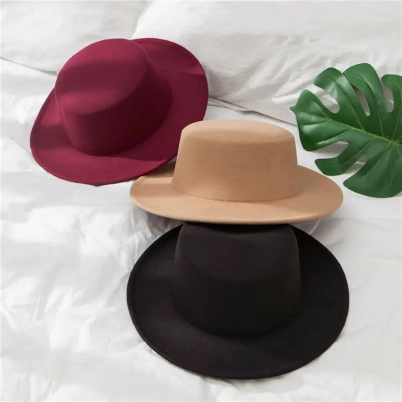 UK Retro Mens Women's Wide Brimmed Wool 
