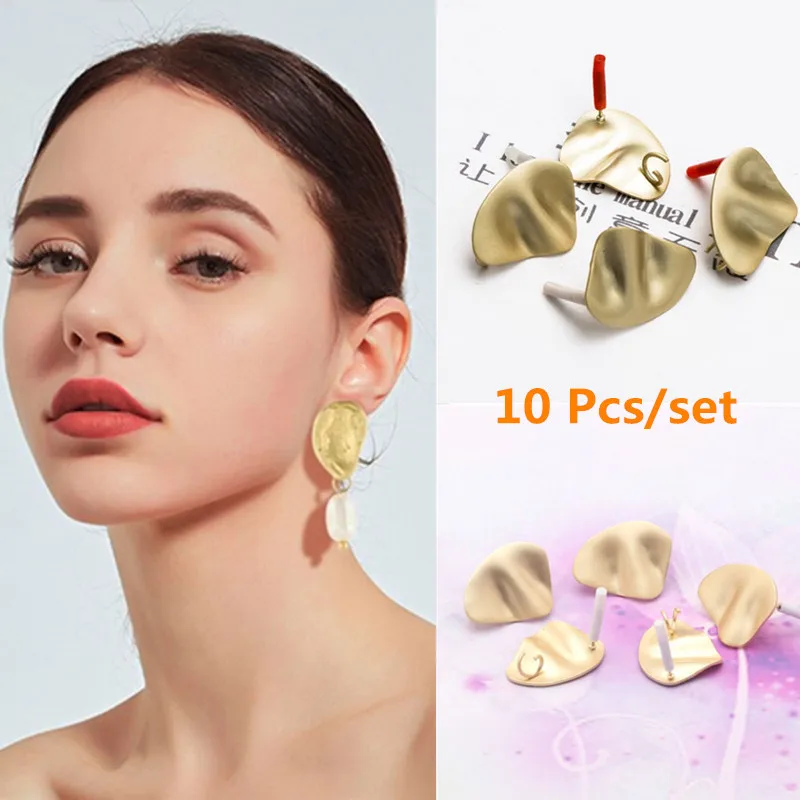 10Pcs Earrings with Hole for Earring Making Golden Distorted Oval Shape Base Connectors Linker Jewelry | Украшения и аксессуары