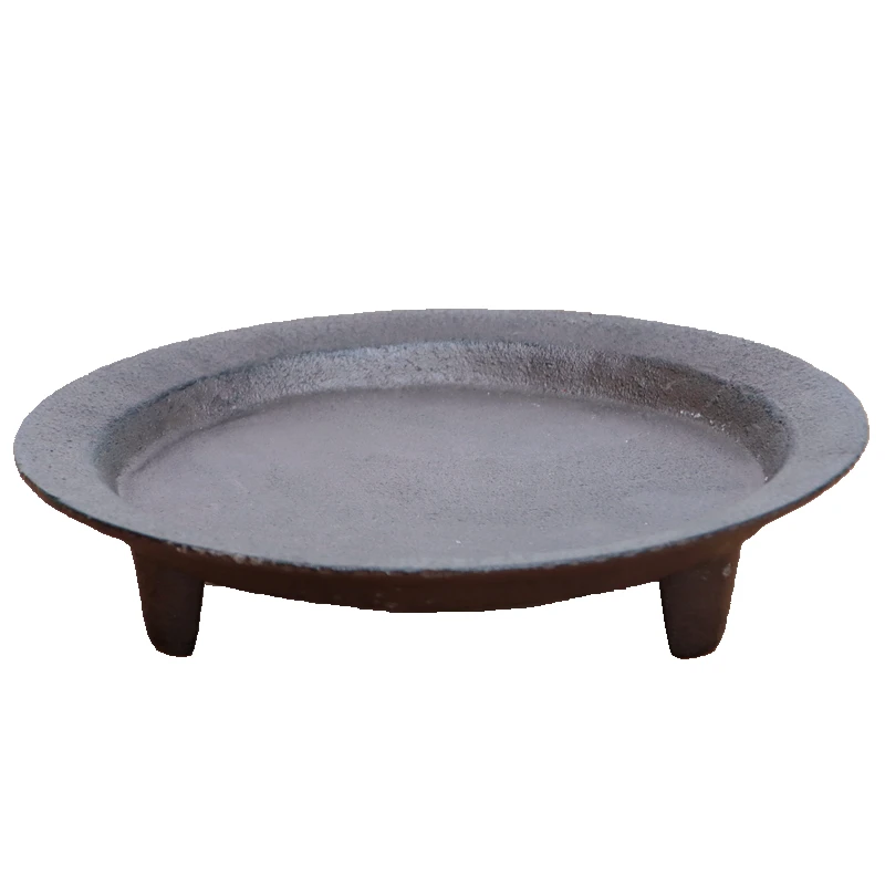 Antique Brown Round Cast Iron Stroage Tray With Three Bottom Feet Farm House Accents Handmade Home Garden Metal Plant Caddy 6