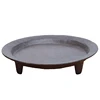 Antique Brown Round Cast Iron Stroage Tray With Three Bottom Feet Farm House Accents Handmade Home Garden Metal Plant Caddy 6