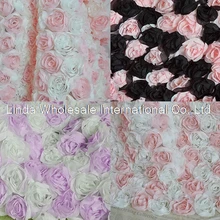 Высококачественный двухцветный шифоновый материал с вышивкой роз для одежды, кружевная ткань с 3D розами, 130 см* 45 см/шт