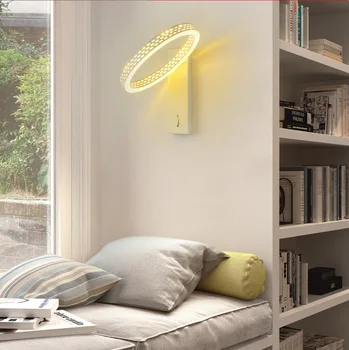 

New Nordic LED reading wall lamp USB rechargeable wall lamp living room hotel hallway bedroom rotating bedside lamp