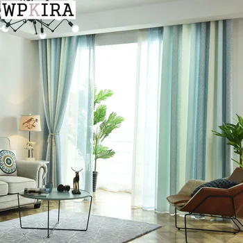 

Nordic Curtains for Modern Living Room Delicate Linen Stripe Curtain for Bedroom Shade Thicken Cloth Drape Window S503#40