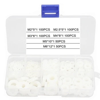 

500PCS M2-M6 White Plastic Nylon Flat Washers Flat Gaskets Insulating Gasket Rings for Bolts