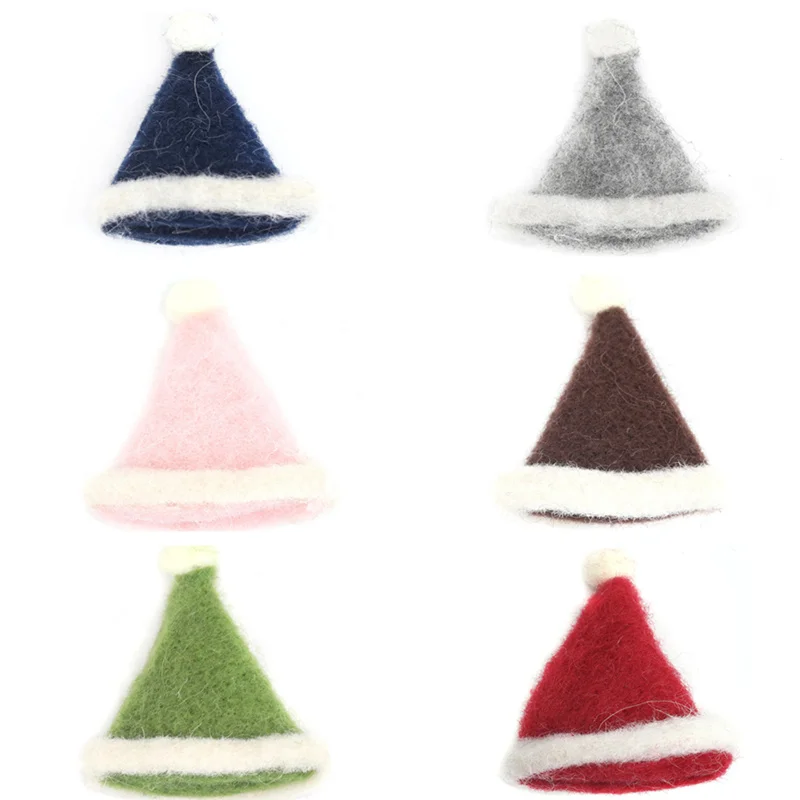 

5PCs Wool Felt Christmas Hats Poke DIY Kits Craft Sewing Toy Kids Scarf Accessories Handmade New Year Xmas Tree Drop Pendants