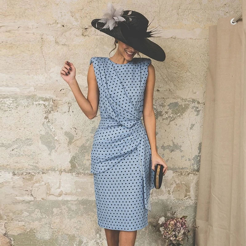 QRWR Summer Vintage Women Dress 2020 Dot Sleeveless Sheath Bodycon Sexy Party Dress Female Knee Length Elegant Midi Dress Women QRWR Summer Vintage Women Dress 2020 Dot Sleeveless Sheath Bodycon Sexy Party Dress Female Knee Length Elegant Midi Dress Women