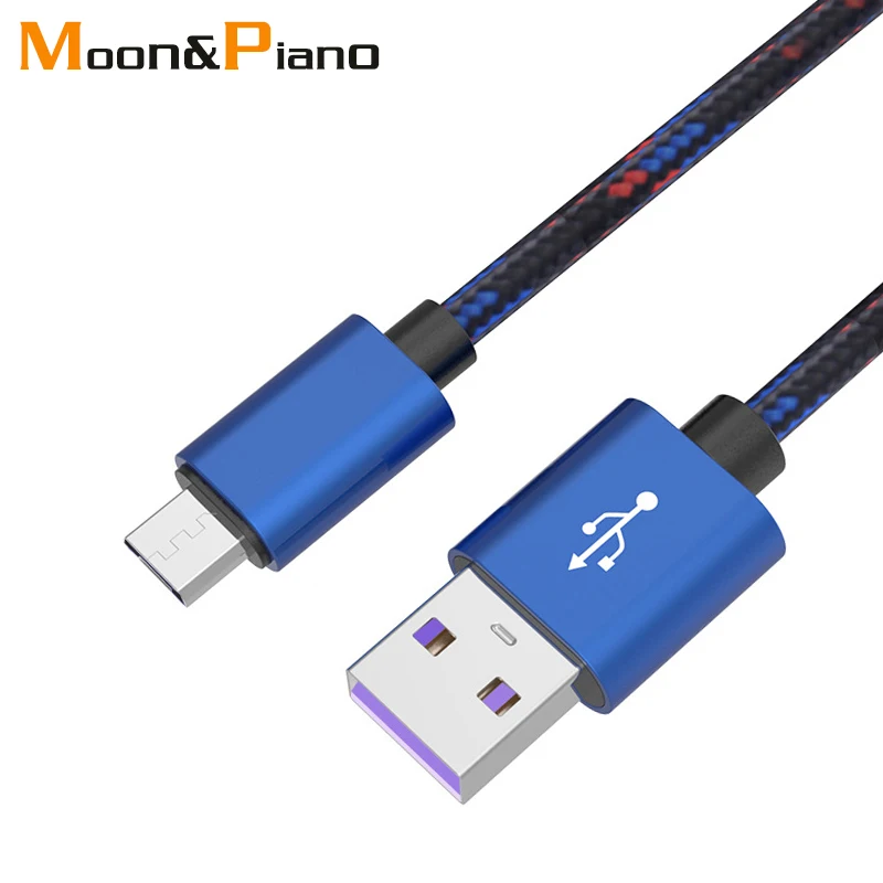 

Mobile Phone 5A Cable Original Micro usb Type C 1m Super Fast Charging Blue Color Charge Data Transmission Line Nylon Material