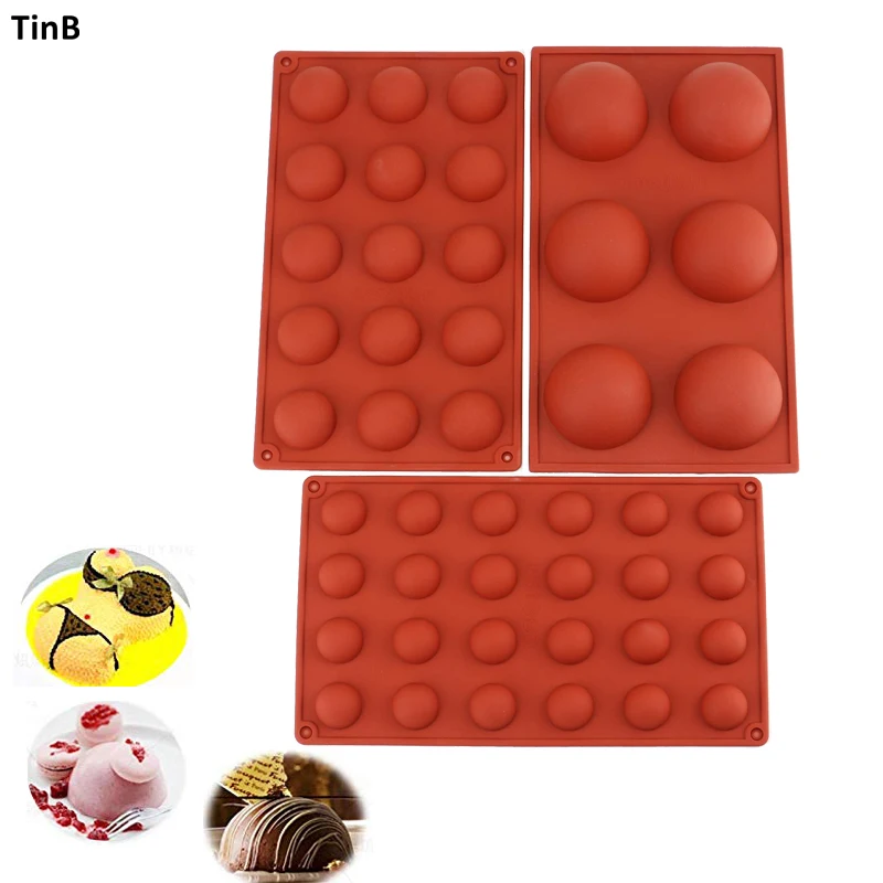

3pcs Hemispheres Shape Silicone Mold Set Form For Cakes Sweet Candy Chocolate Molds Mousse Cake DIY Baking Mould Ice Cube Tray