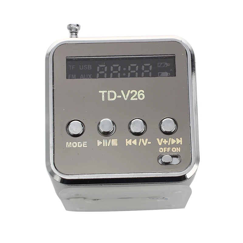 

Silver 3.5mm Mini Portable Music Player Speaker FM Radio USB Micro SD TF Card