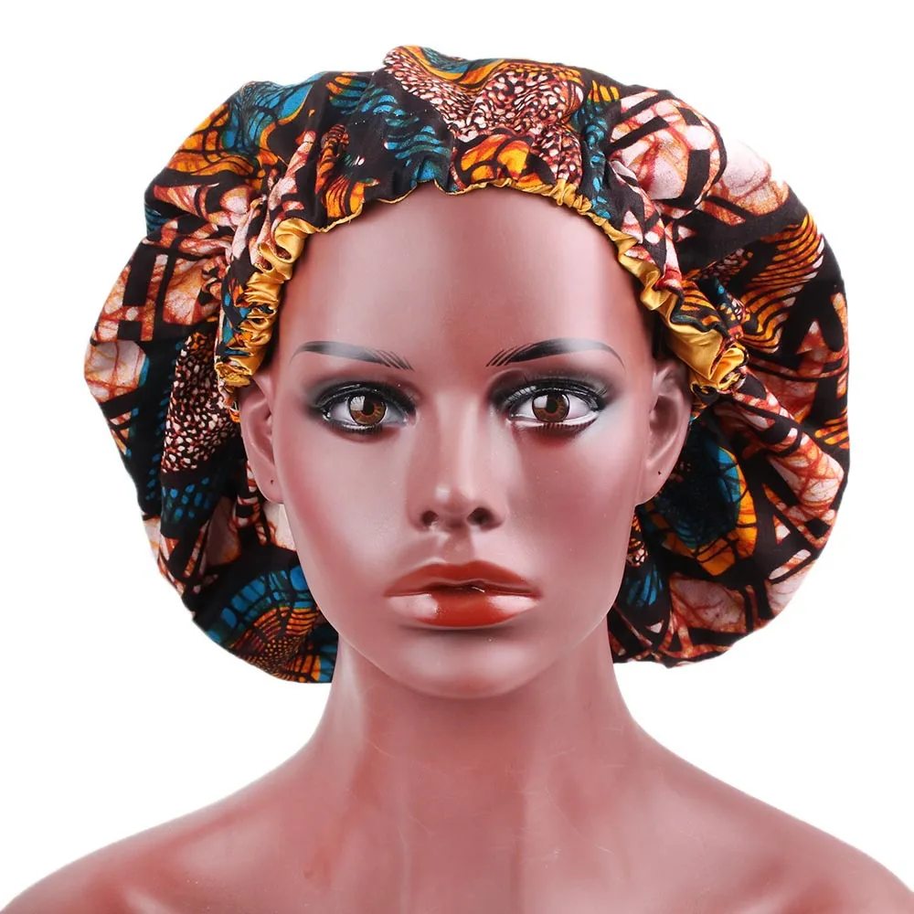 

ankara fabric style sleeping cap lady elastic headcap spot custom sleep cap chemotherapy cap Bonnets wholesale
