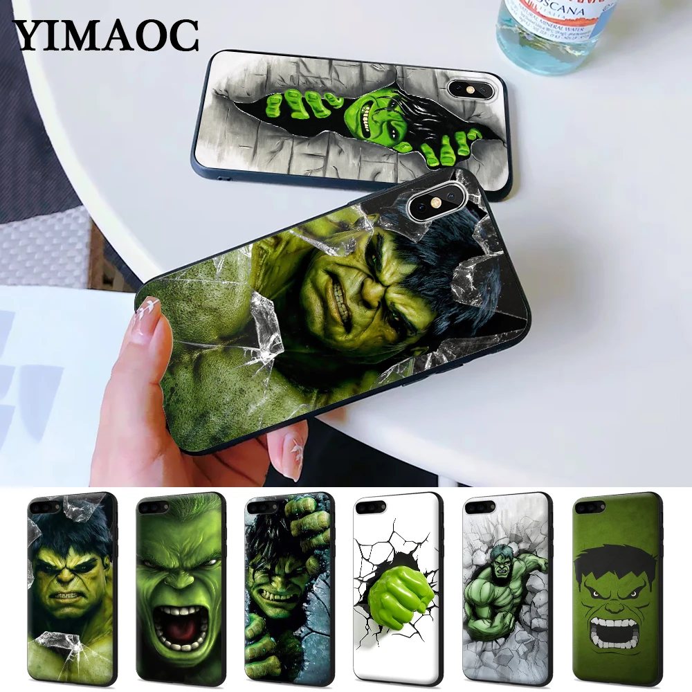 

Marvel Comic Superhero Hulk Painted Silicone Case for iPhone 5 5S 6 6S Plus 7 8 X XS Max XR