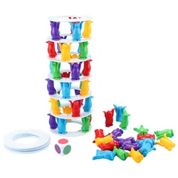 Crianças blocos de arco íris jogo jogo de equilíbrio pinguim fino movimento treinamento festa jogo de tabuleiro desafio brinquedos presentes para crianças